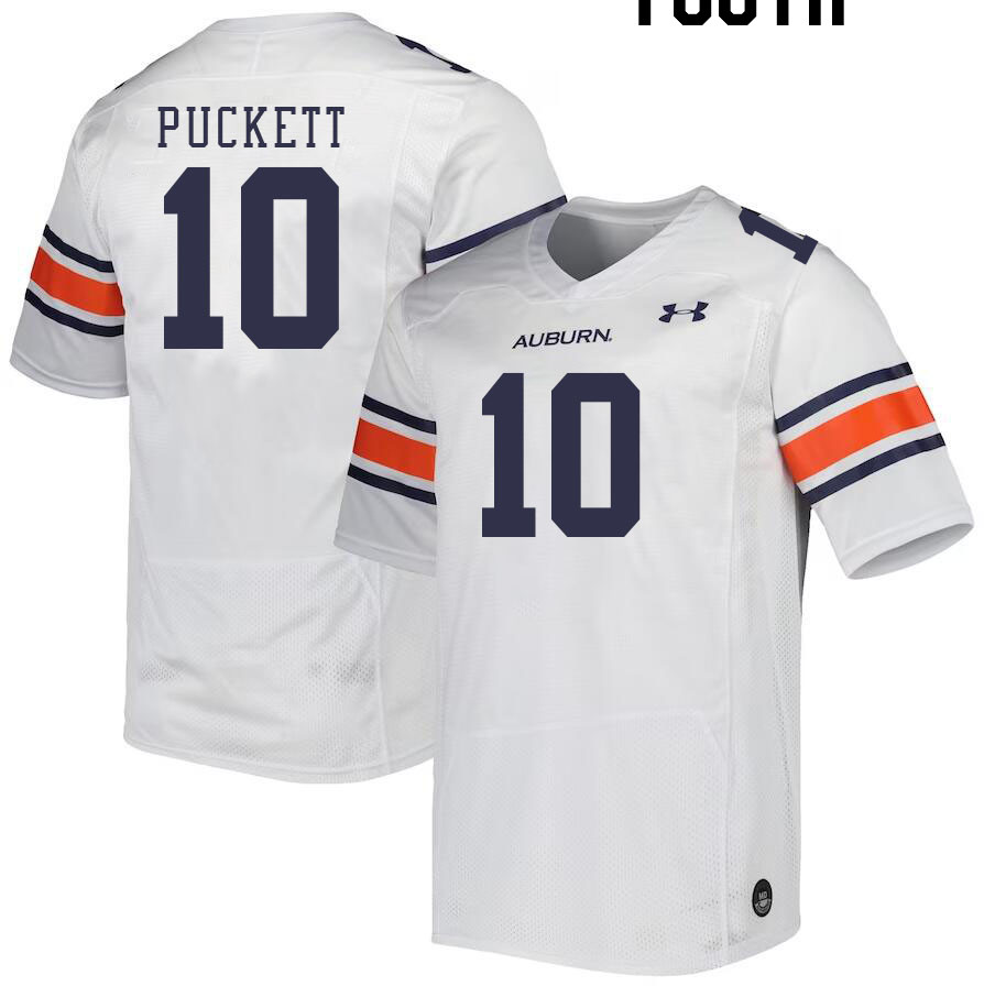 Youth Auburn Tigers #10 Zion Puckett White 2023 College Stitched Football Jersey